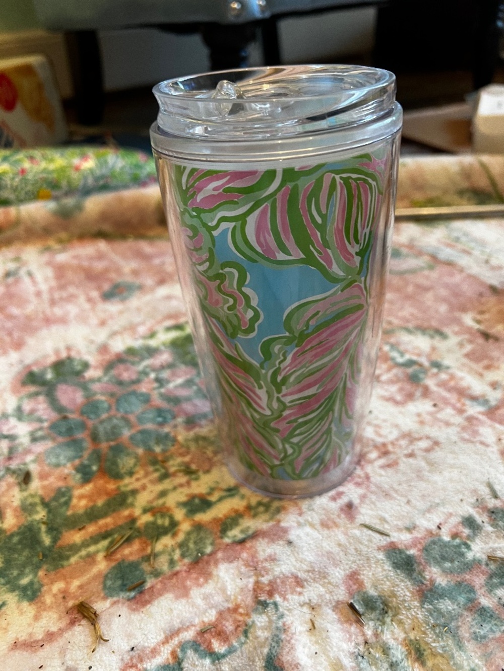 Lilly Pulitzer acrylic cup with lif